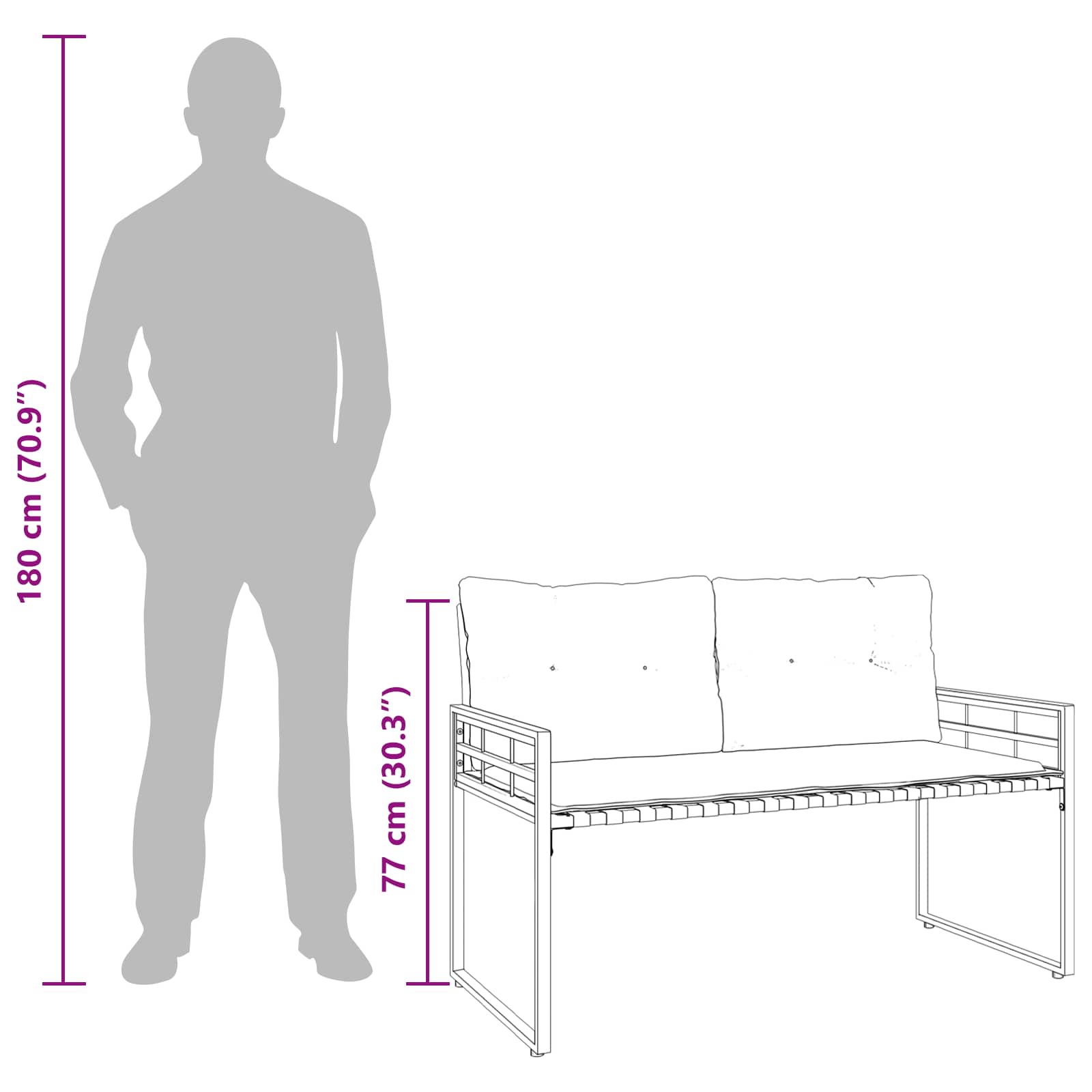 Ξύλινο Στρώμα Παγκάκι με μαξιλάρι Κρεμ 114 x 55 x 77 εκ