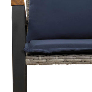 παγκάκι με μαξιλάρι Γκρι και Navy Blue 115 x 65 x 72 εκ. Ρατάν