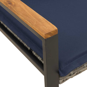παγκάκι με μαξιλάρι Γκρι και Navy Blue 115 x 65 x 72 εκ. Ρατάν