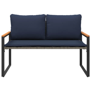 παγκάκι με μαξιλάρι Γκρι και Navy Blue 115 x 65 x 72 εκ. Ρατάν