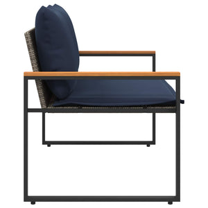 παγκάκι με μαξιλάρι Γκρι και Navy Blue 115 x 65 x 72 εκ. Ρατάν
