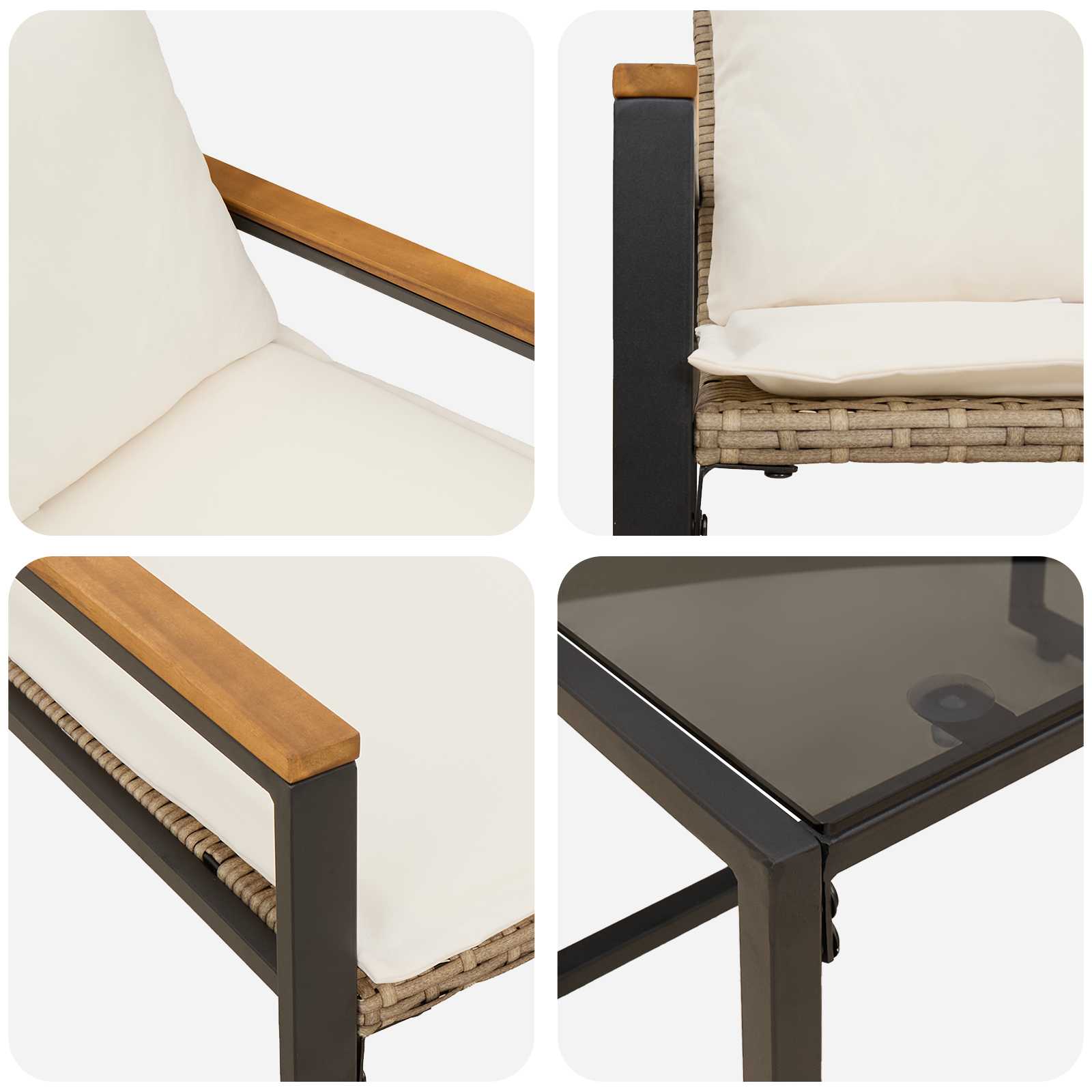 Σύνολα επίπλων με μαξιλάρι 3 pcs Μπεζ και Κρέμ Ρατάν