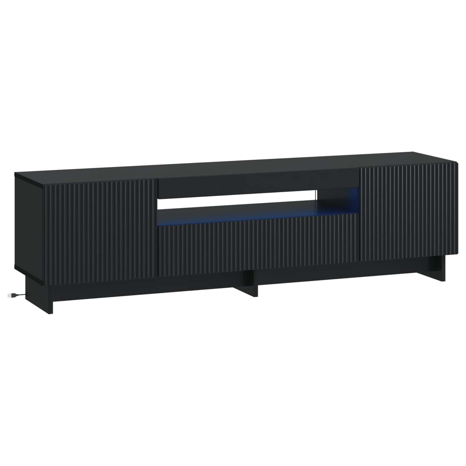 Ντουλάπα LED Τηλεόρασης Μαύρο Επεξεργασμένο Ξύλο - Pakobazaar