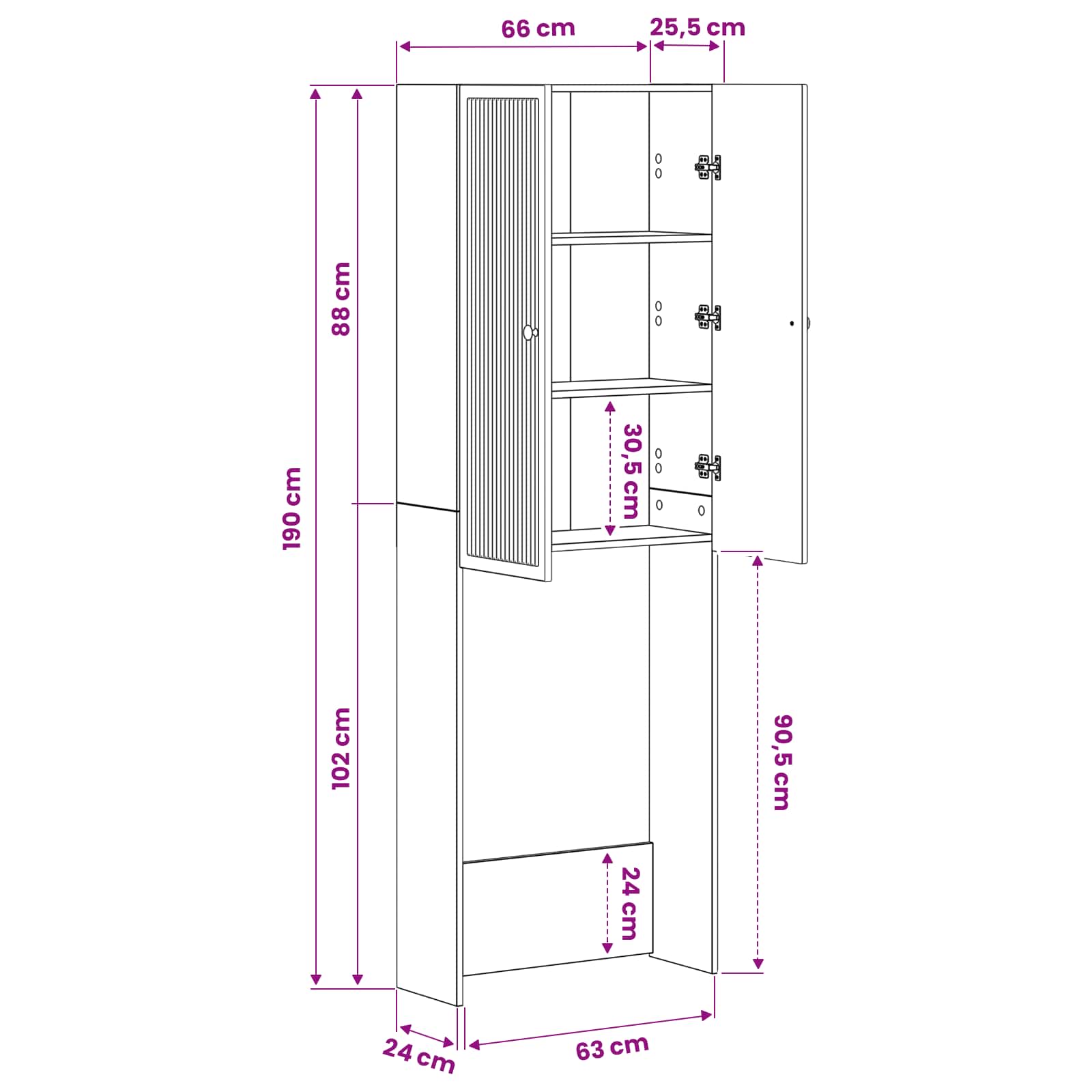 Ντουλάπα τουαλέτας EDE Sonoma Δρυς 66 x 25,5 x 190 εκ. - Pakobazaar