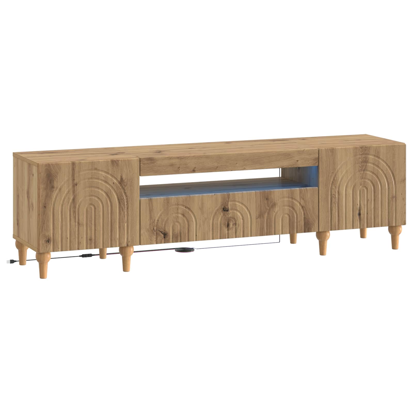 Ντουλάπα LED Τηλεόρασης Artisan Δρυς Επεξεργασμένο Ξύλο - Pakobazaar