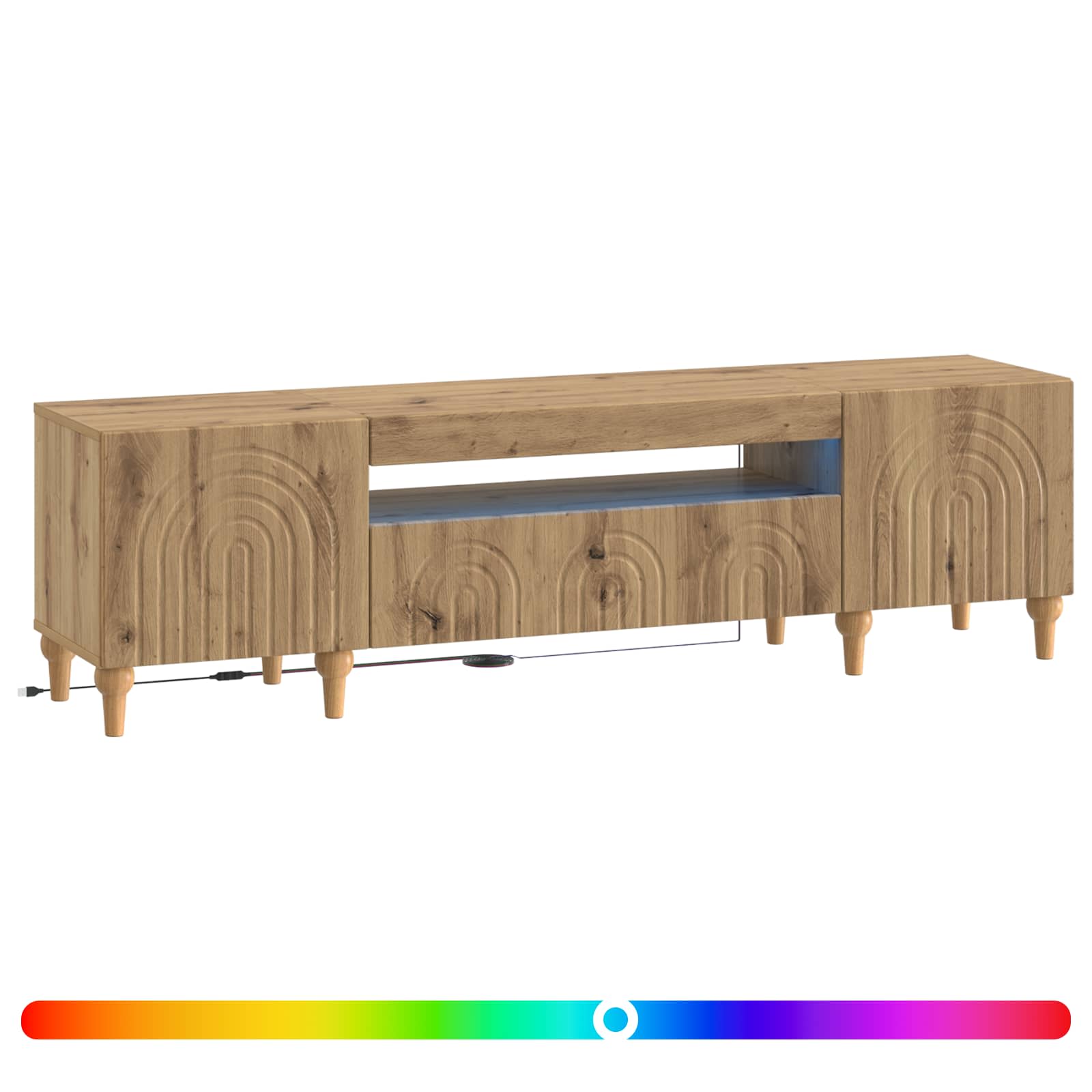 Ντουλάπα LED Τηλεόρασης Artisan Δρυς Επεξεργασμένο Ξύλο - Pakobazaar