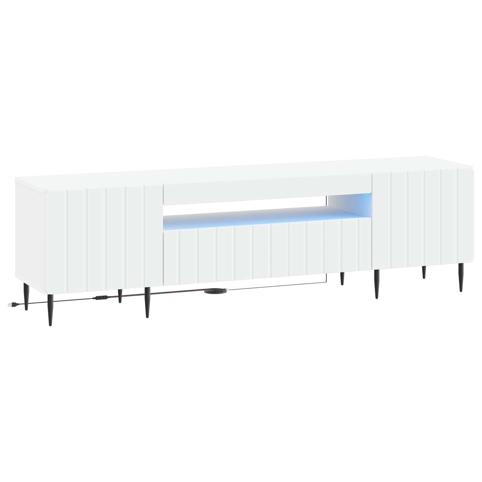 Ντουλάπα LED Τηλεόρασης Λευκό Επεξεργασμένο Ξύλο - Pakobazaar