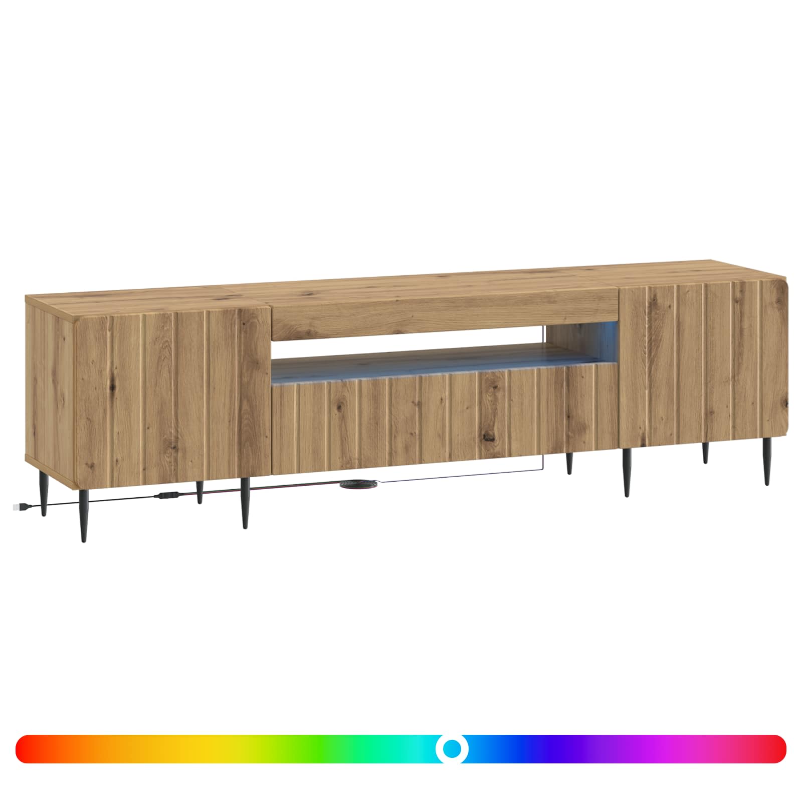 Ντουλάπα LED Τηλεόρασης Artisan Δρυς Επεξεργασμένο Ξύλο - Pakobazaar