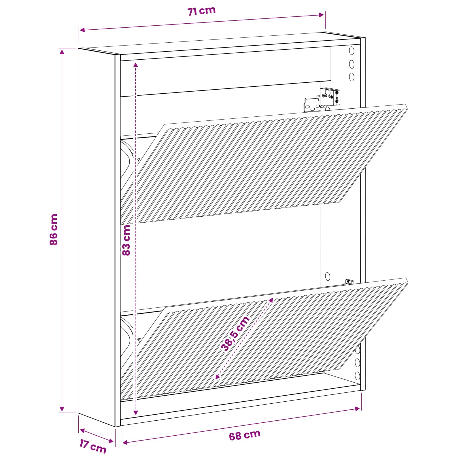 Τοίχου Ντουλάπα Παπουτσιών ARNHEM 71 x 17 x 86 εκ. - Pakobazaar