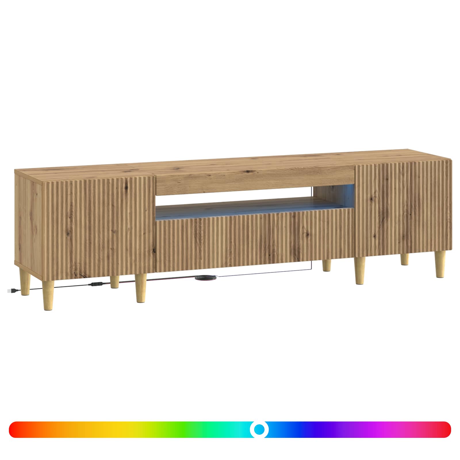 Ντουλάπα LED Τηλεόρασης Artisan Δρυς Επεξεργασμένο Ξύλο - Pakobazaar