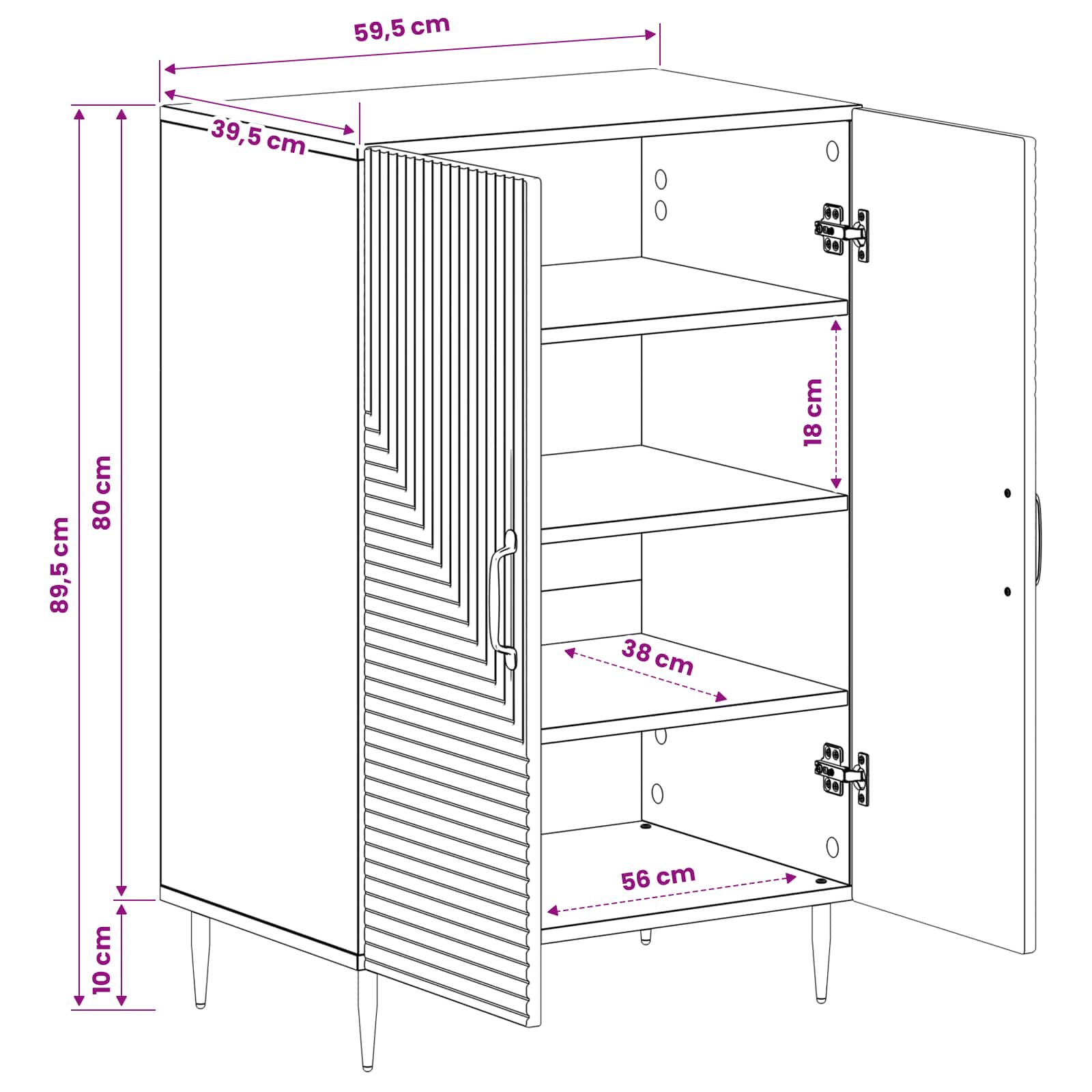 Ντουλάπα Παπουτσιών HAARLEM 59,5 x 39,5 x 89,5 εκ - Pakobazaar