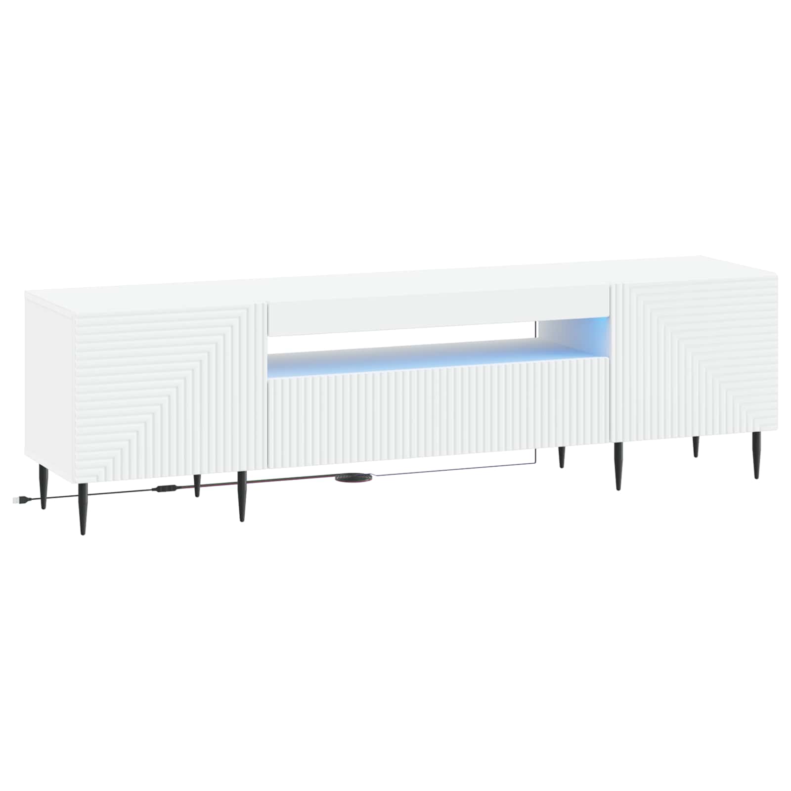 Ντουλάπα LED Τηλεόρασης Λευκό Επεξεργασμένο Ξύλο - Pakobazaar