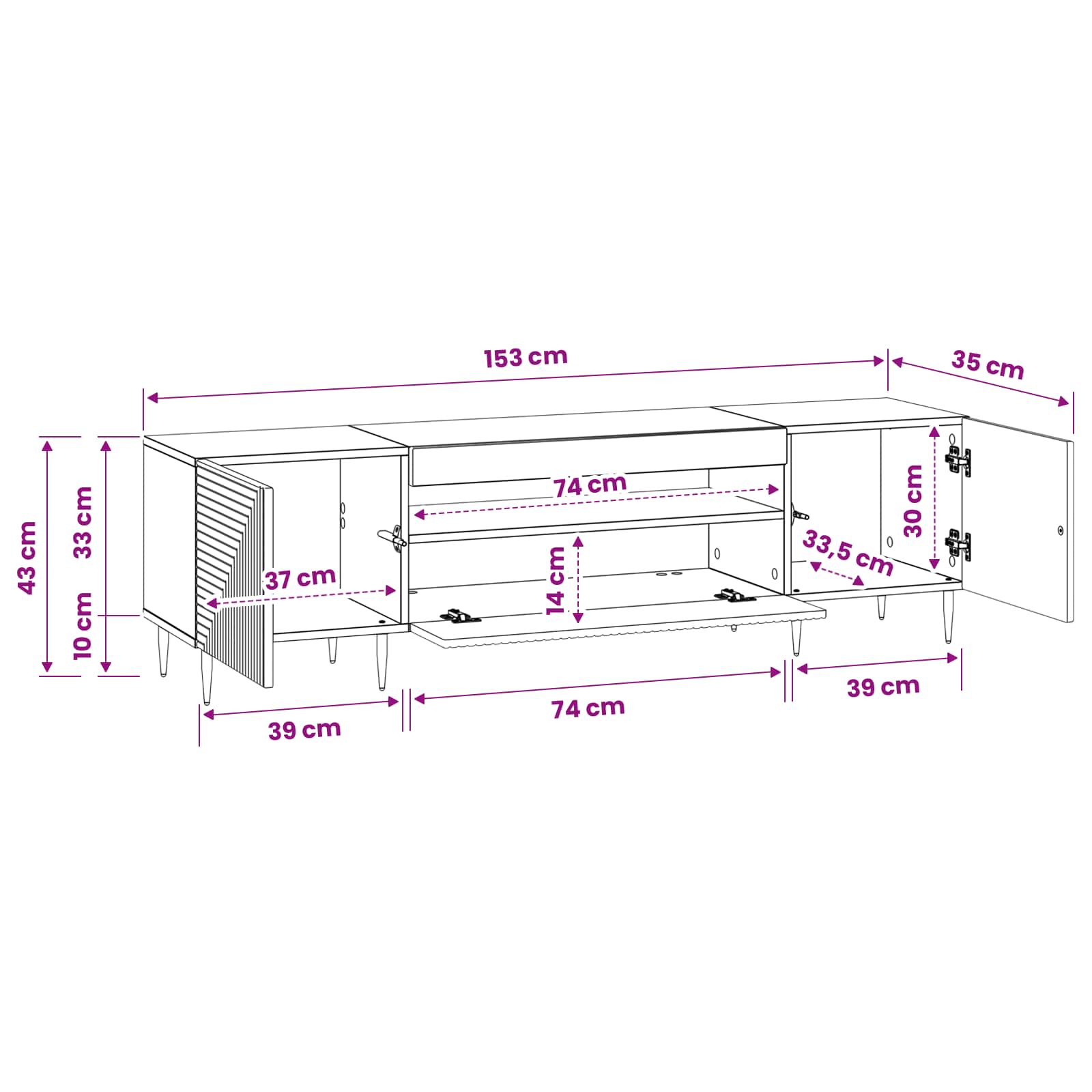 Ντουλάπα LED Τηλεόρασης Μαύρο Επεξεργασμένο Ξύλο - Pakobazaar