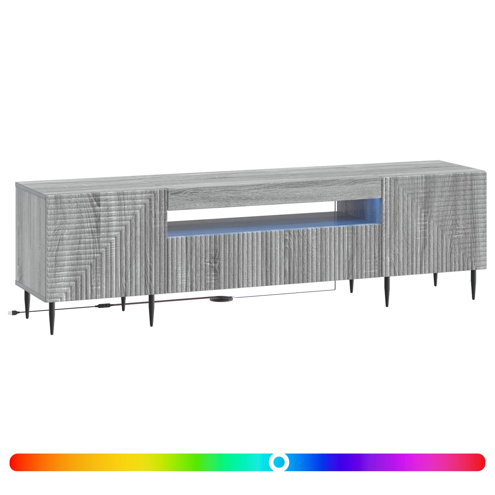 Ντουλάπα LED Τηλεόρασης Γκρι Sonoma Επεξεργασμένο Ξύλο - Pakobazaar