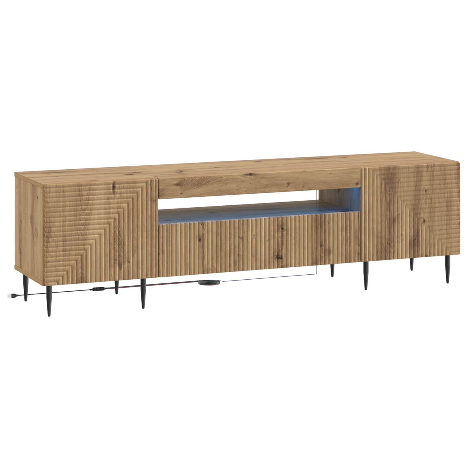 Ντουλάπα LED Τηλεόρασης Artisan Δρυς Επεξεργασμένο Ξύλο - Pakobazaar