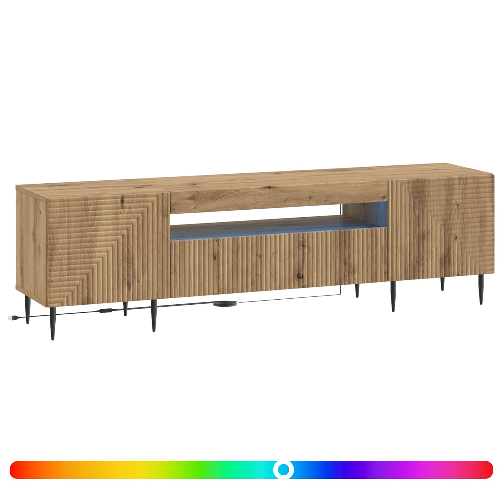 Ντουλάπα LED Τηλεόρασης Artisan Δρυς Επεξεργασμένο Ξύλο - Pakobazaar