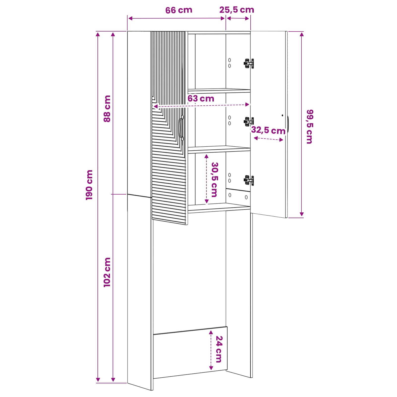 Ντουλάπα τουαλέτας HAARLEM Παλαιωμένο ξύλο 66 x 25,5 x 190 εκ. - Pakobazaar