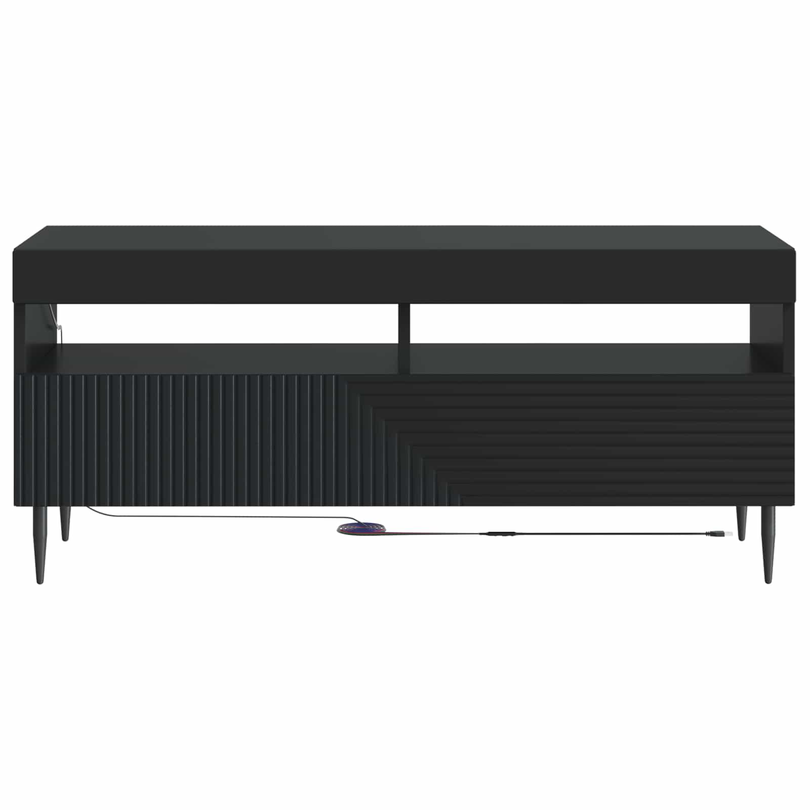 Ντουλάπα LED Τηλεόρασης Μαύρο Επεξεργασμένο Ξύλο - Pakobazaar