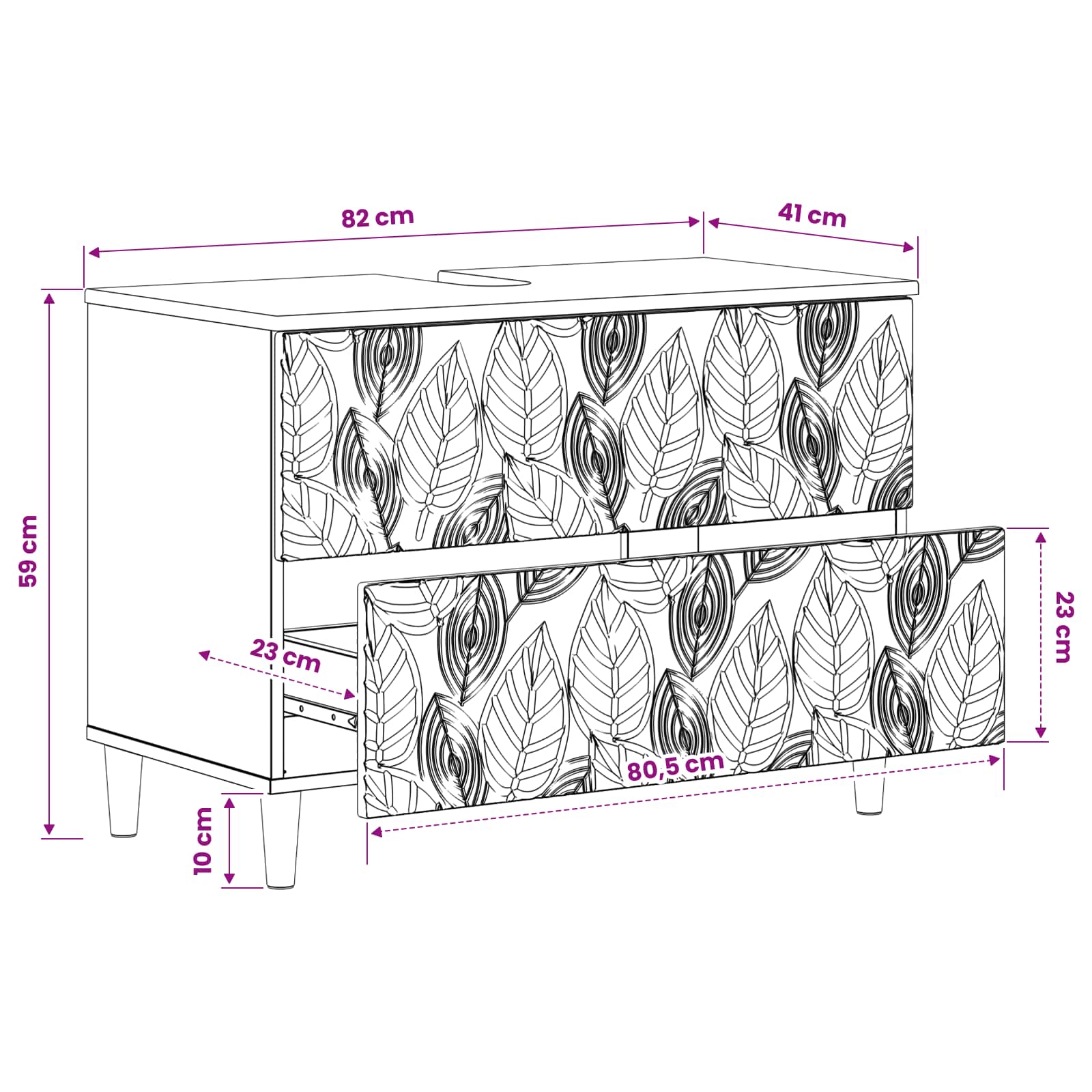 Ντουλάπα Νιπτήρα Mπάνιου DELFT Μαύρο 82 x 41 x 59 εκ - Pakobazaar