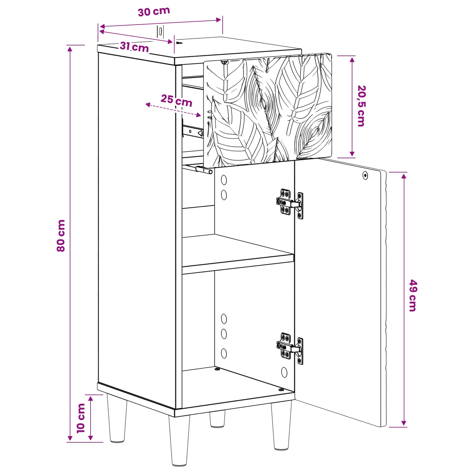 Ντουλάπι Αποθήκευσης Μπάνιου DELFT Μαύρο 30 x 31 x 80 εκ. - Pakobazaar