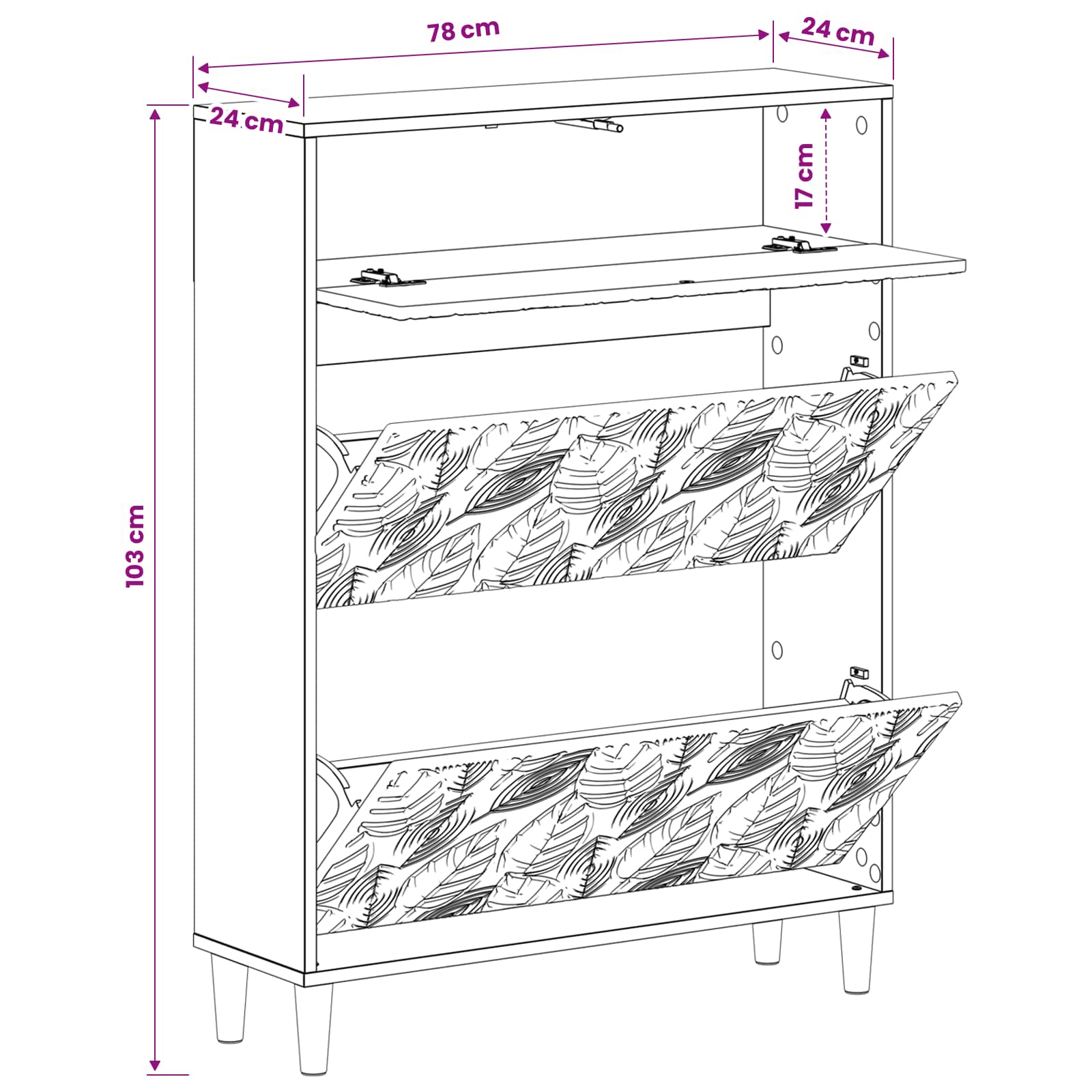 Ντουλάπα Παπουτσιών DELFT 78 x 24 x 103 εκ. Επεξεργασμένο Ξύλο - Pakobazaar