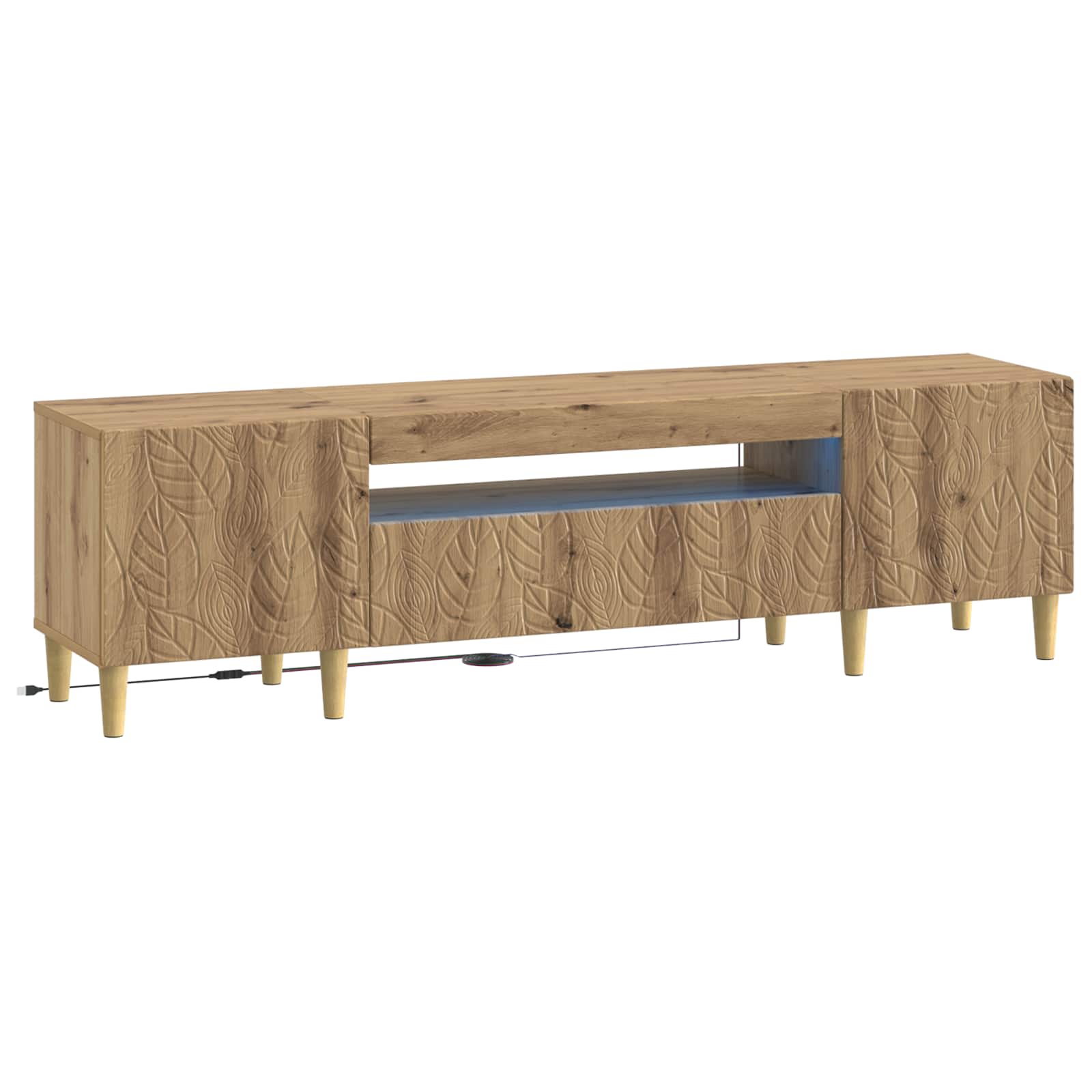 Ντουλάπα LED Τηλεόρασης Artisan Δρυς Επεξεργασμένο Ξύλο - Pakobazaar