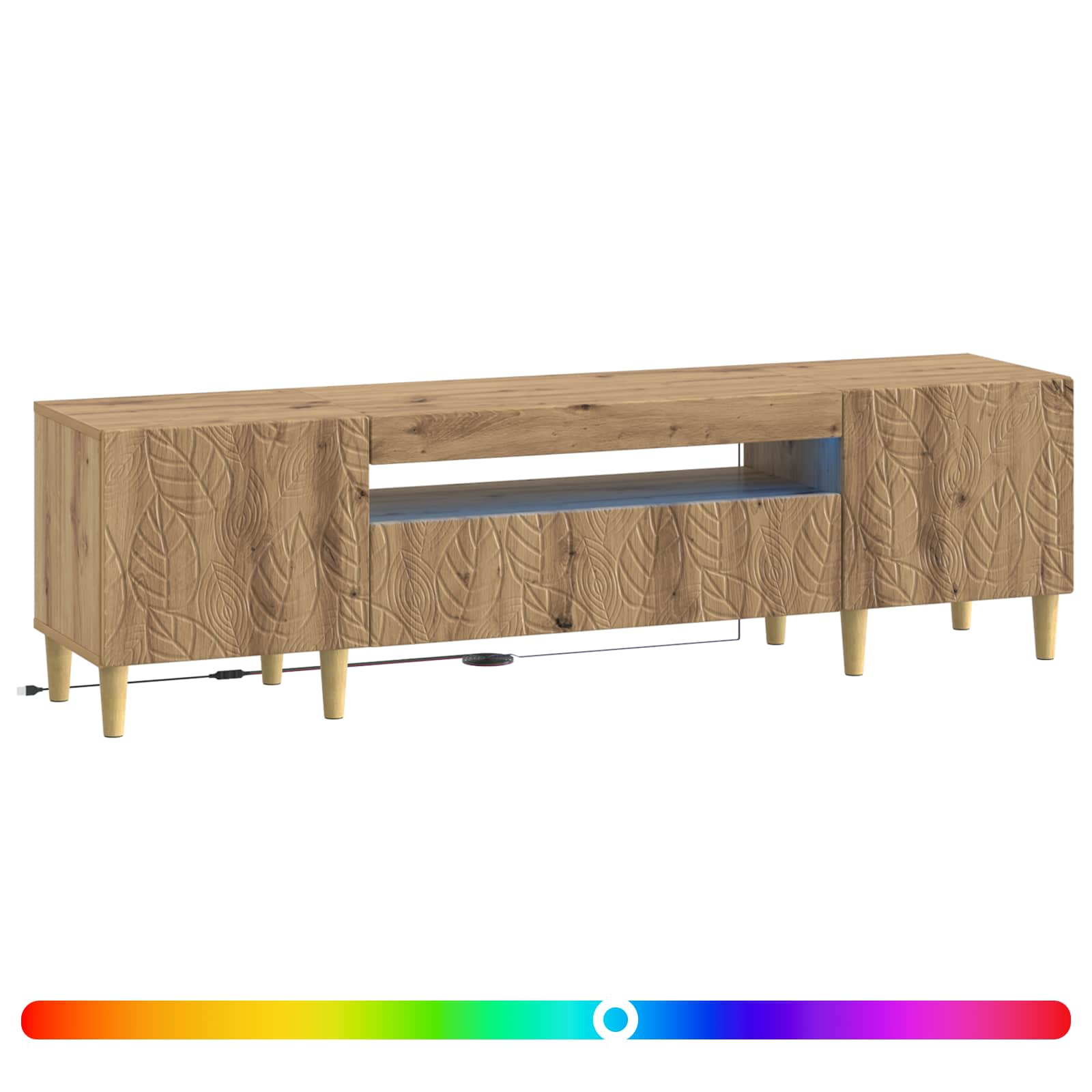 Ντουλάπα LED Τηλεόρασης Artisan Δρυς Επεξεργασμένο Ξύλο - Pakobazaar
