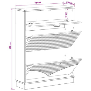 Ντουλάπα Παπουτσιών HOORN 78 x 24 x 100 εκ. Επεξεργασμένο Ξύλο - Pakobazaar