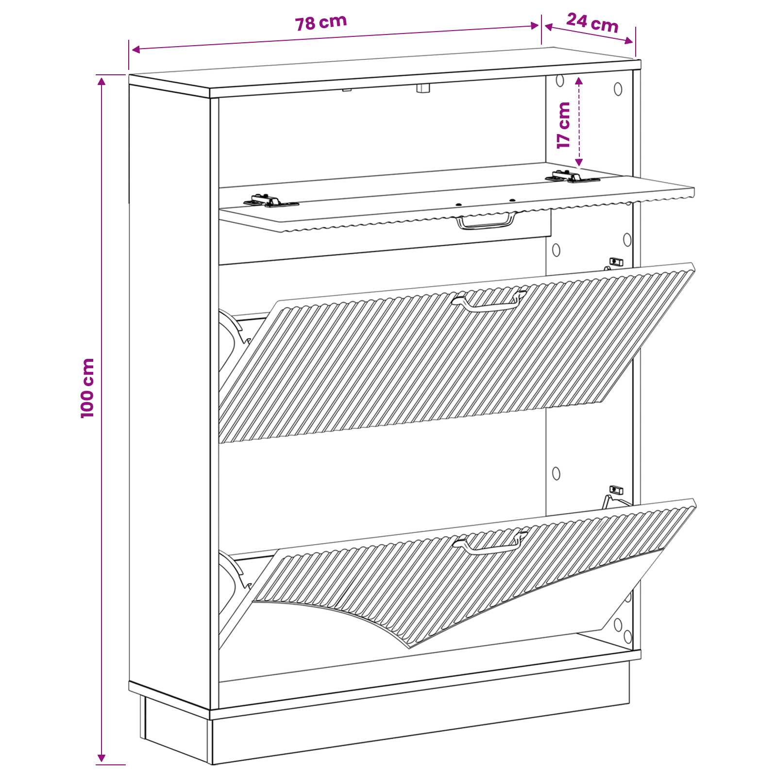 Ντουλάπα Παπουτσιών HOORN 78 x 24 x 100 εκ. Επεξεργασμένο Ξύλο - Pakobazaar