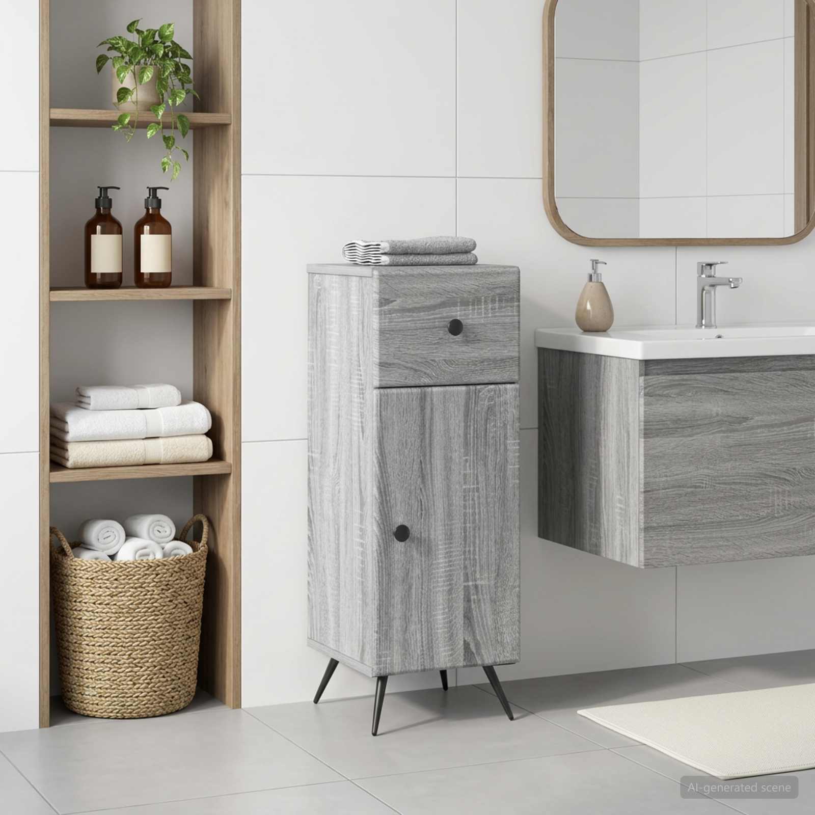 Ντουλάπι Αποθήκευσης Μπάνιου BREDA Γκρι Sonoma 30 x 31 x 80 εκ.