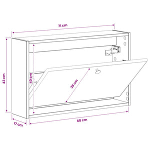 Τοίχου Ντουλάπα Παπουτσιών BREDA 71 x 17 x 43 εκ - Pakobazaar