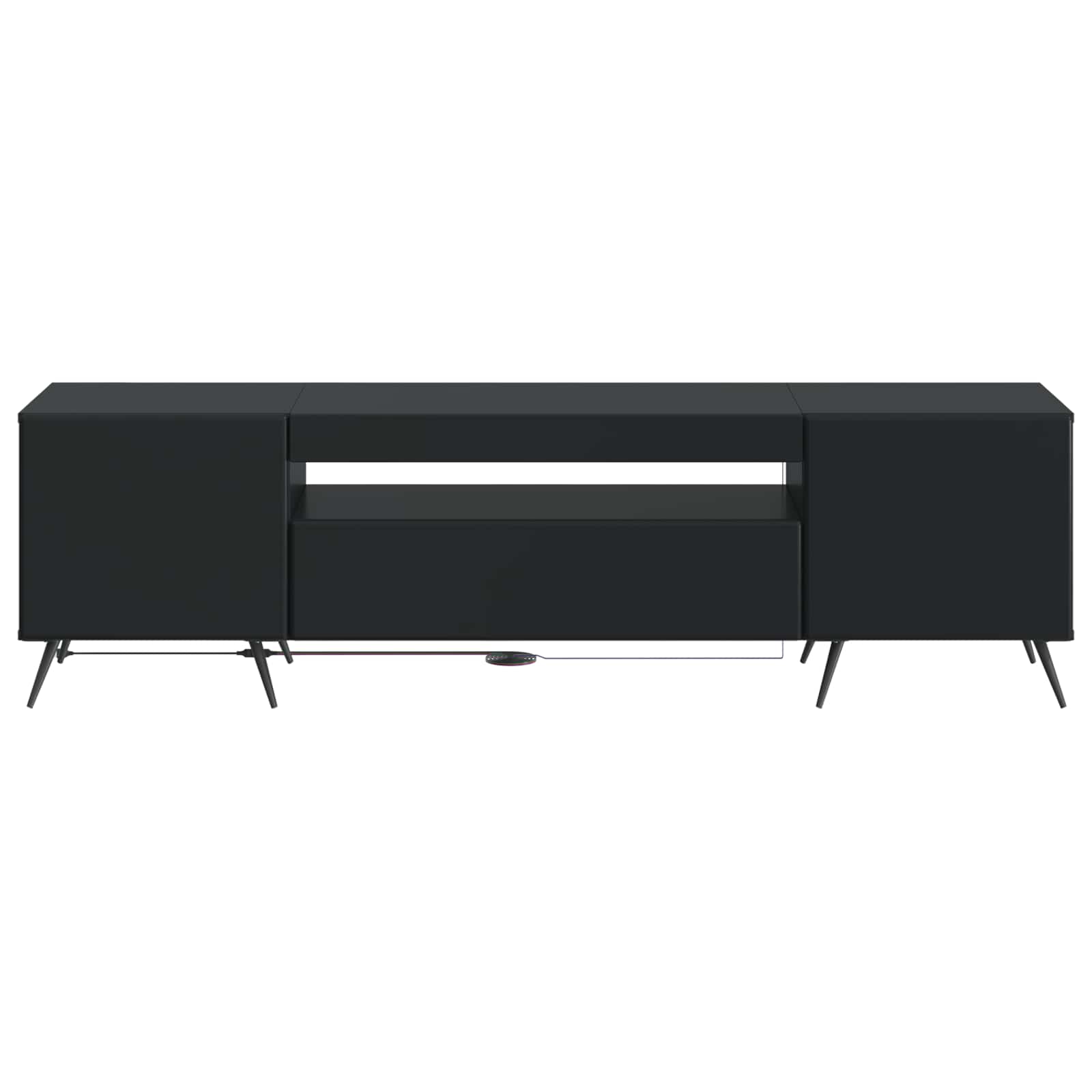 Ντουλάπα LED Τηλεόρασης Μαύρο Επεξεργασμένο Ξύλο - Pakobazaar