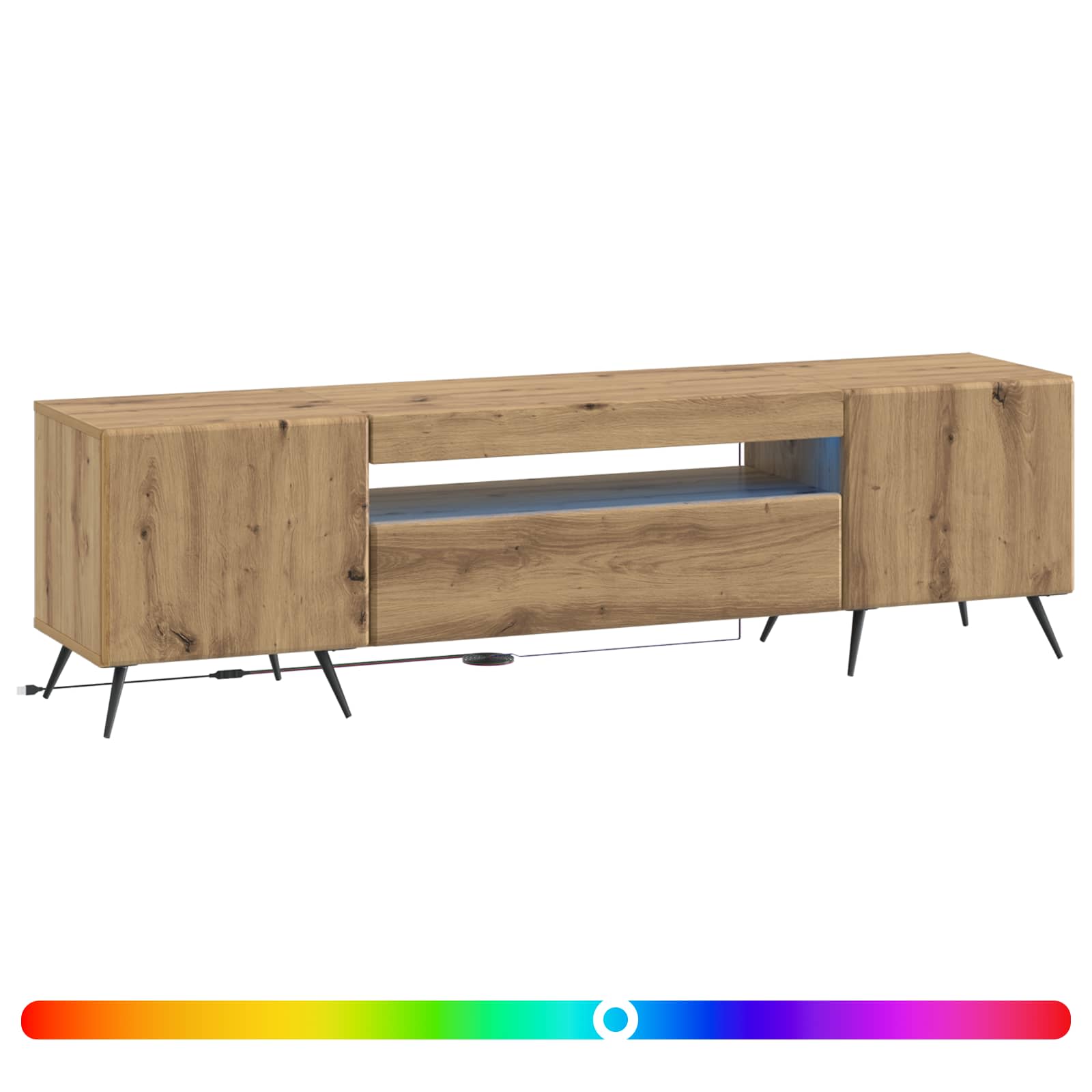 Ντουλάπα LED Τηλεόρασης Artisan Δρυς Επεξεργασμένο Ξύλο - Pakobazaar