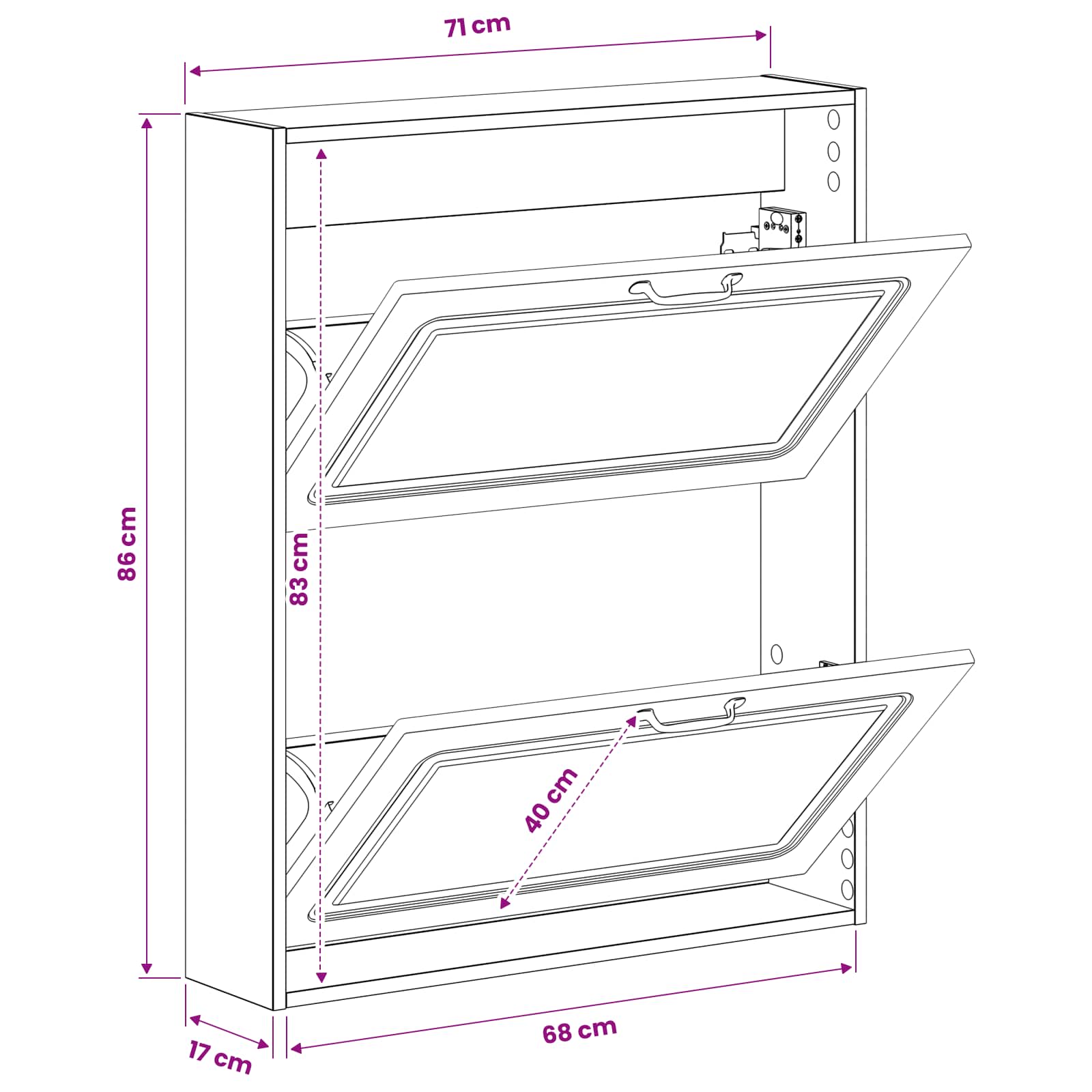 Τοίχου Ντουλάπα Παπουτσιών UTRECHT 71 x 17 x 86 εκ. Γκρι Sonoma - Pakobazaar