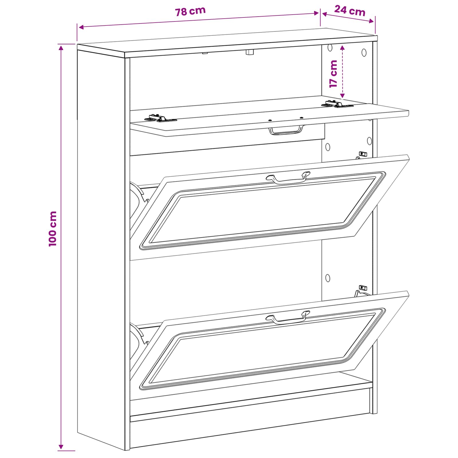 Ντουλάπα Παπουτσιών UTRECHT 78 x 24 x 100 εκ. Μαύρο - Pakobazaar