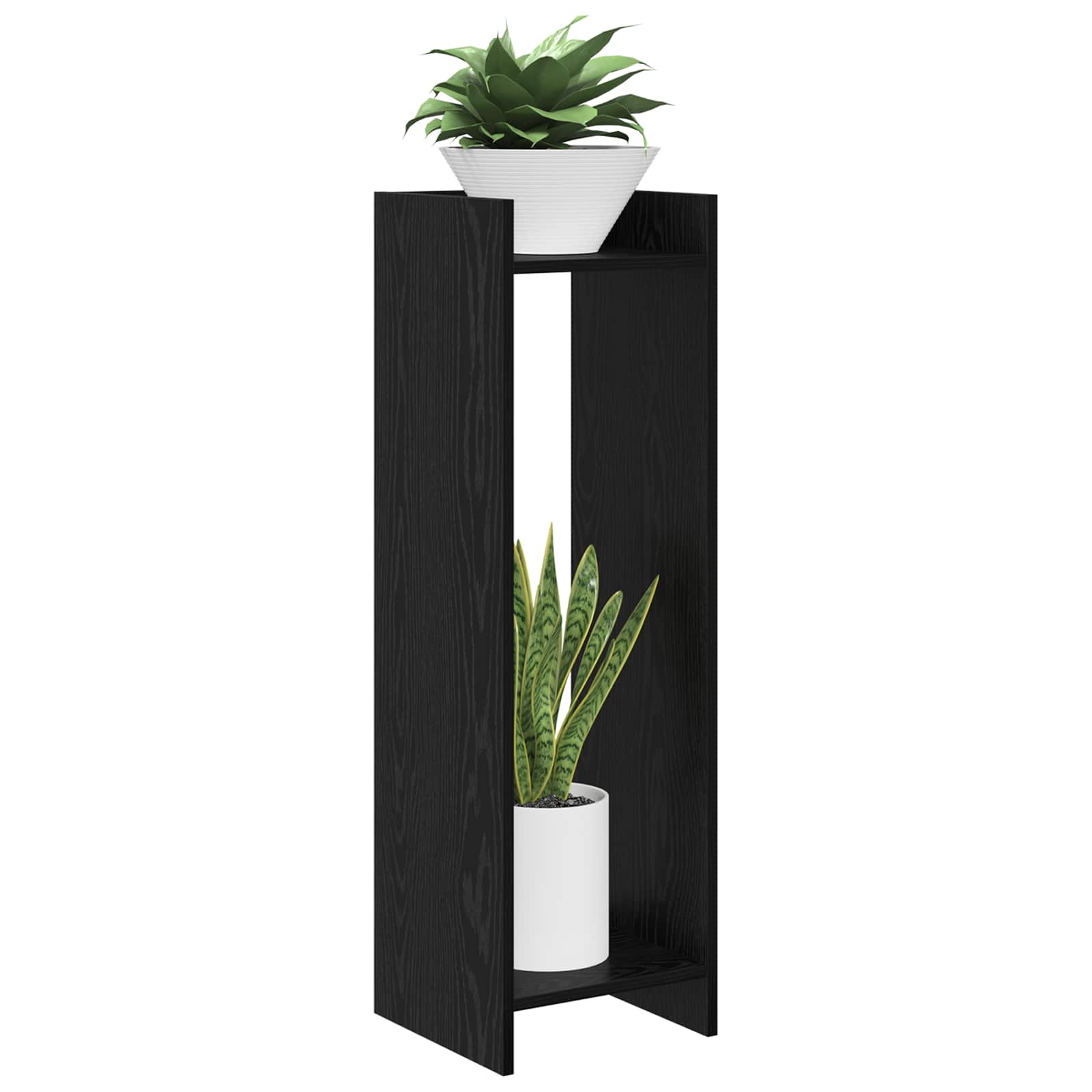 Βάση φυτών με ράφι 2 pcs Μαύρη Δρυς 30 x 30 x 100 εκ - Pakobazaar