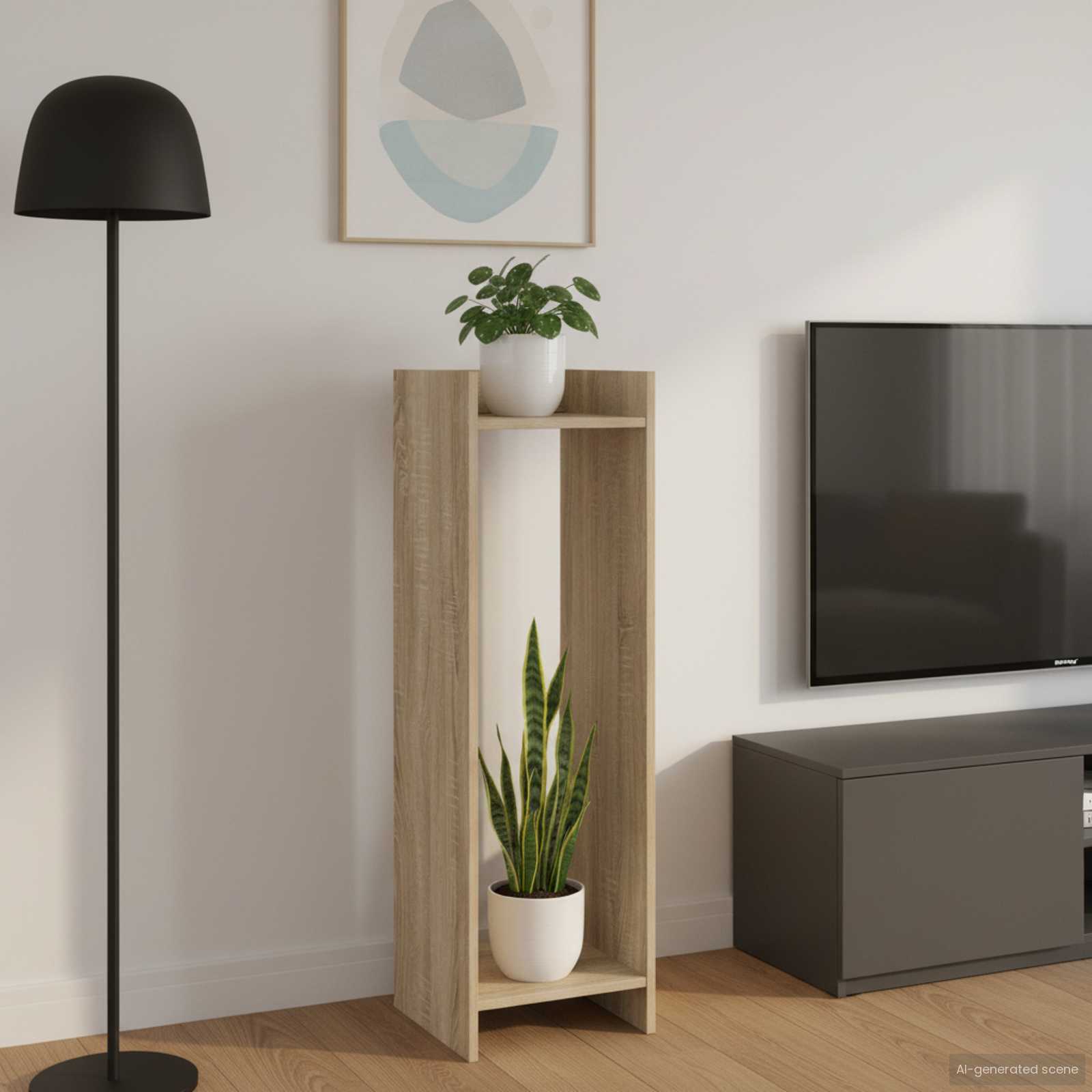 Βάση φυτών με ράφι Δρύς Sonoma 30 x 30 x 100 εκ - Pakobazaar