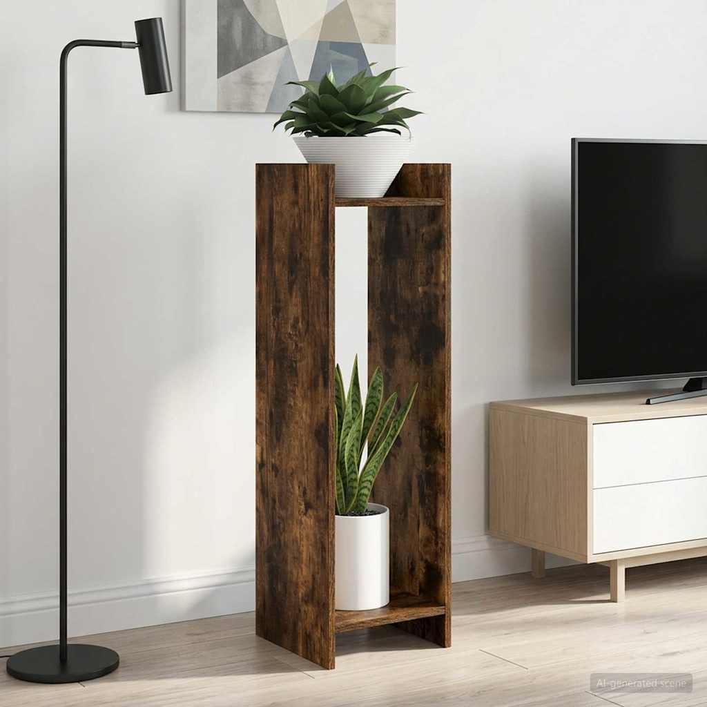 Βάση φυτών με ράφι 2 pcs Καπνιστή Δρυς 30 x 30 x 100 εκ - Pakobazaar