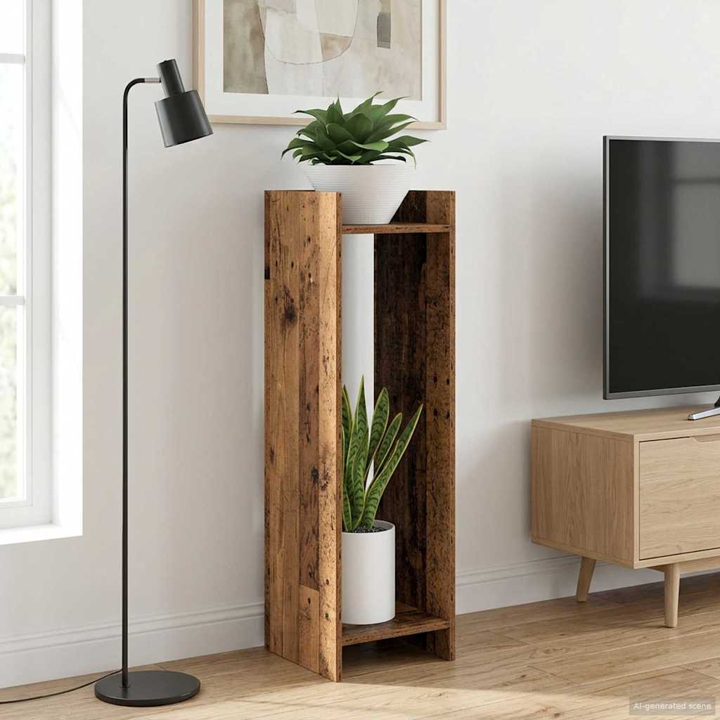 Βάση φυτών με ράφι Παλιό ξύλο 30 x 30 x 100 εκ - Pakobazaar