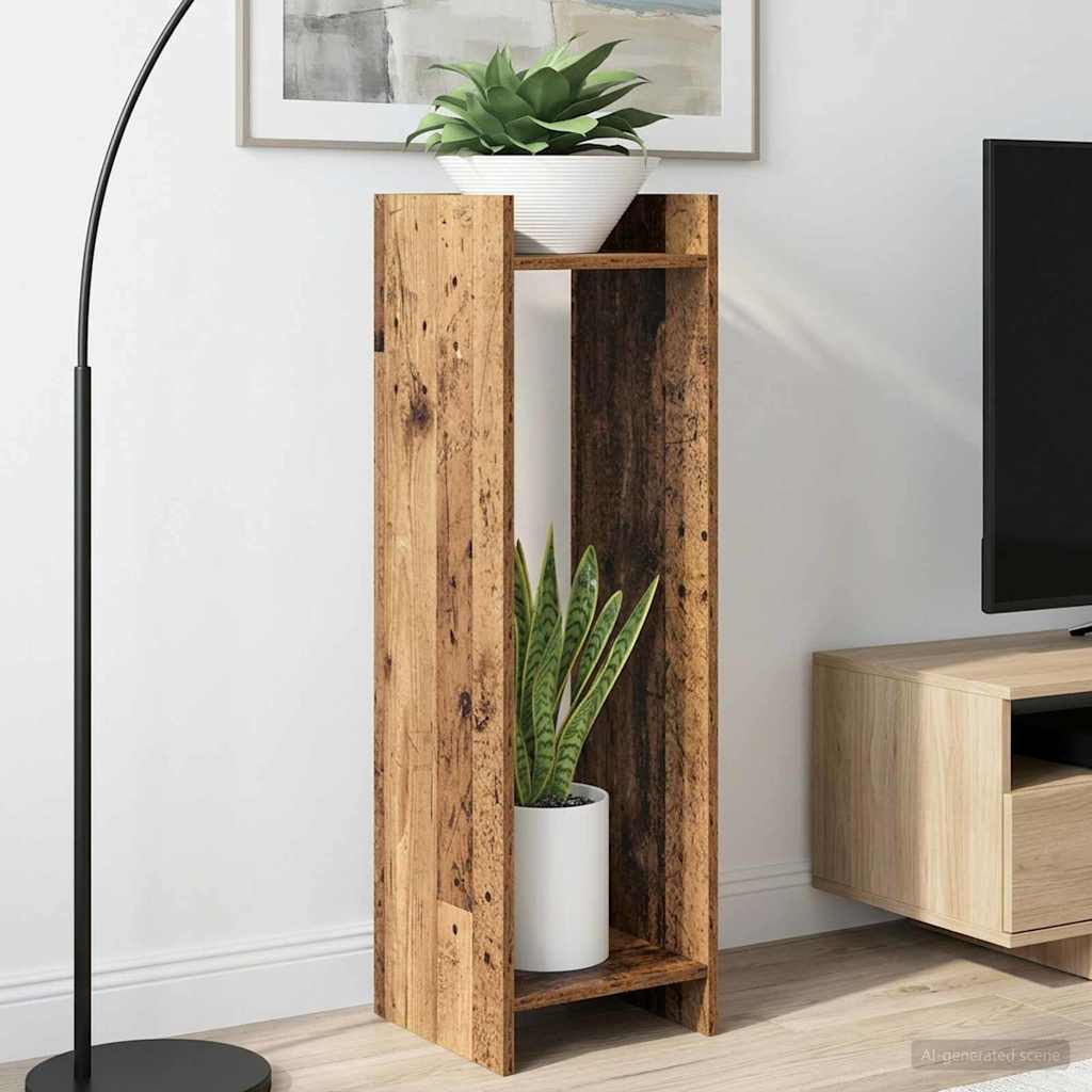Βάση φυτών με ράφι 2 pcs Παλιό ξύλο 30 x 30 x 100 εκ - Pakobazaar