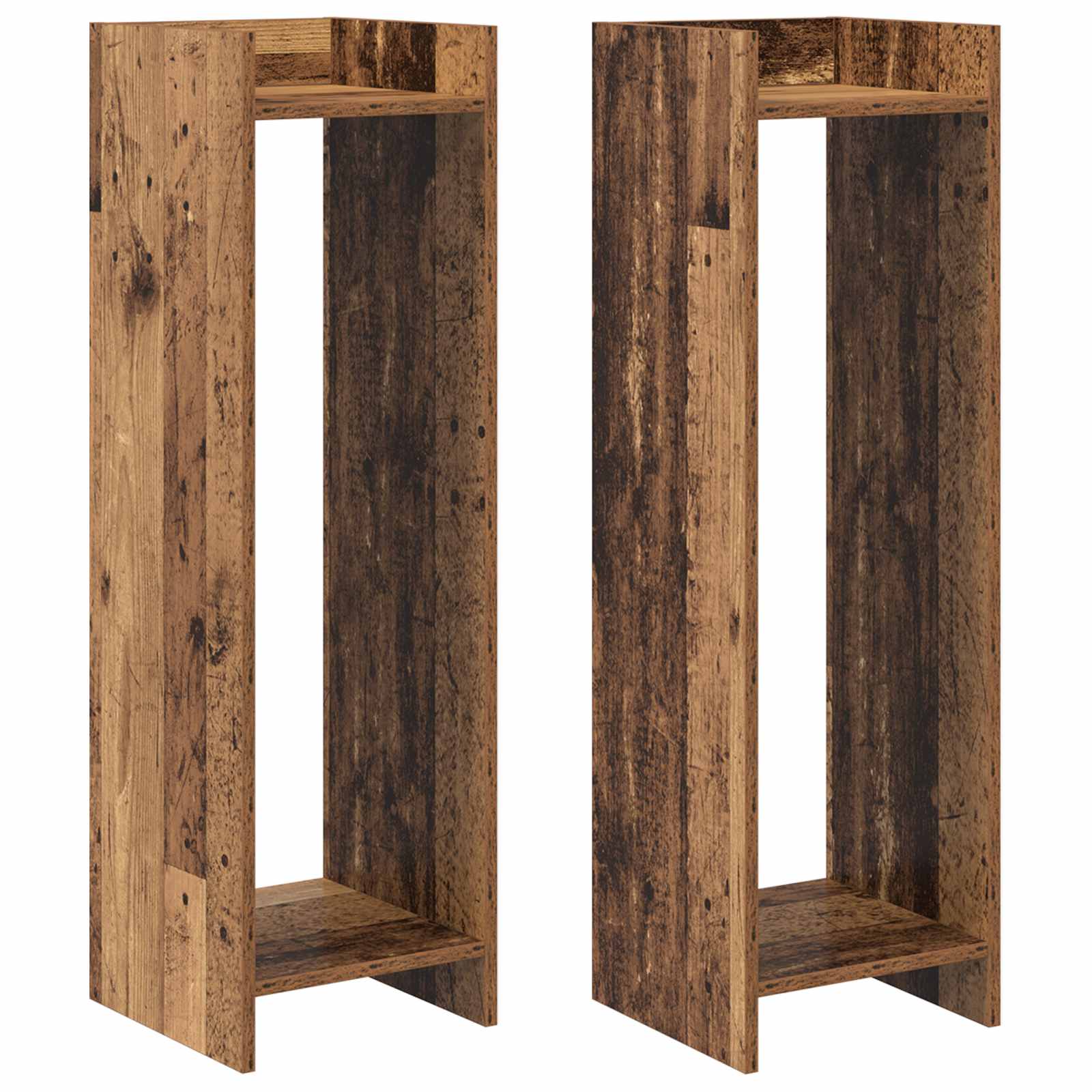 Βάση φυτών με ράφι 2 pcs Παλιό ξύλο 30 x 30 x 100 εκ - Pakobazaar