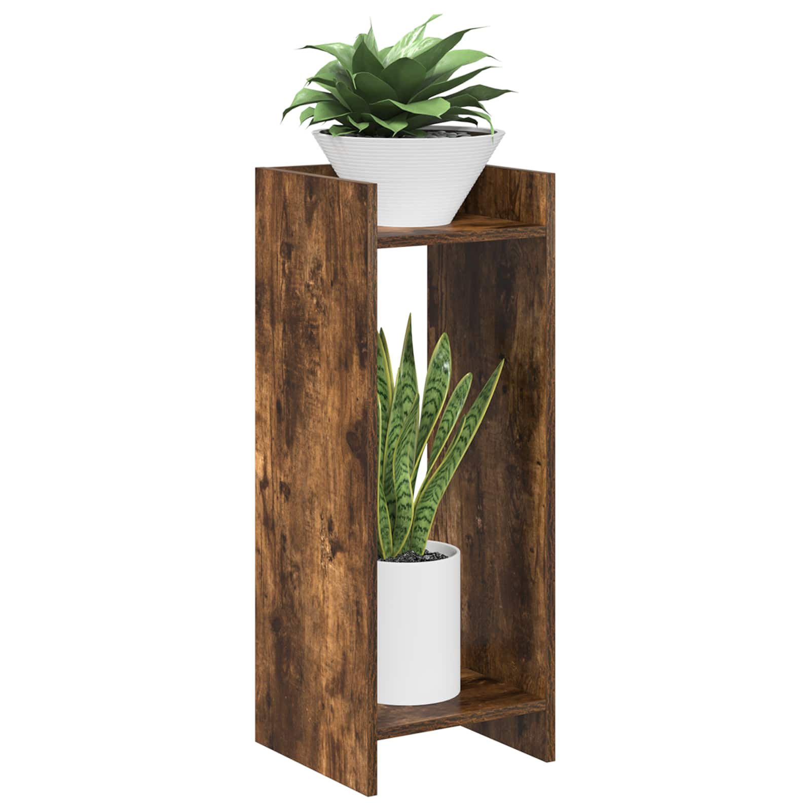Βάση φυτών με ράφι Καπνιστή Δρυς 30 x 30 x 80 cm - Pakobazaar