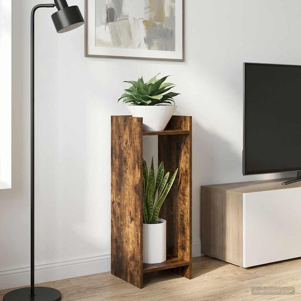 Βάση φυτών με ράφι 2 pcs Καπνιστή Δρυς 30 x 30 x 80 cm - Pakobazaar