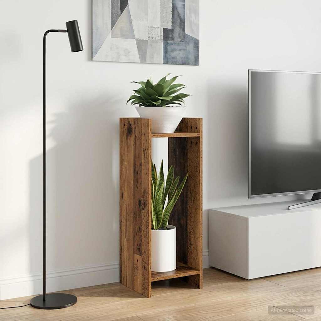 Βάση φυτών με ράφι Παλιό ξύλο 30 x 30 x 80 cm - Pakobazaar