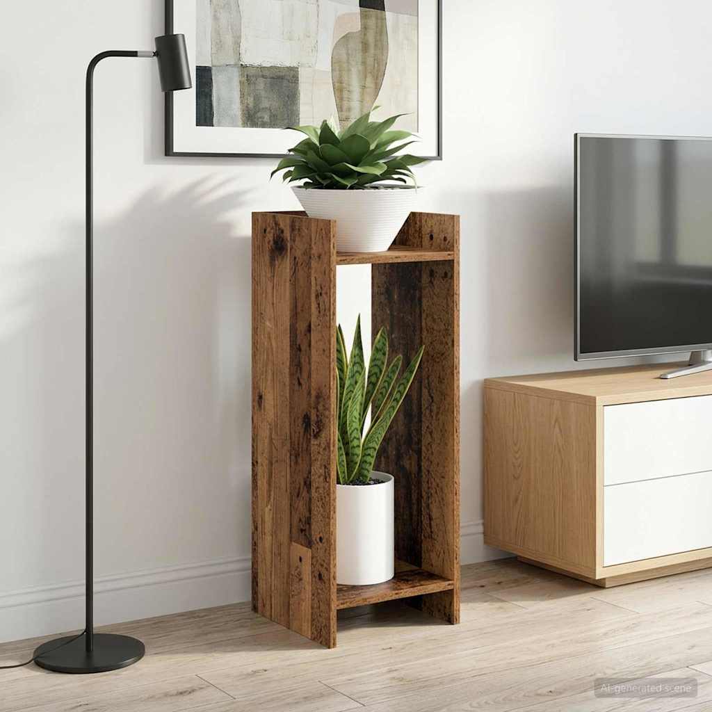 Βάση φυτών με ράφι 2 pcs Παλιό ξύλο 30 x 30 x 80 cm - Pakobazaar