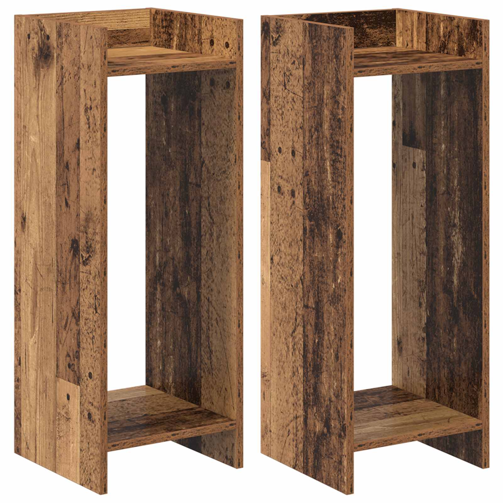 Βάση φυτών με ράφι 2 pcs Παλιό ξύλο 30 x 30 x 80 cm - Pakobazaar