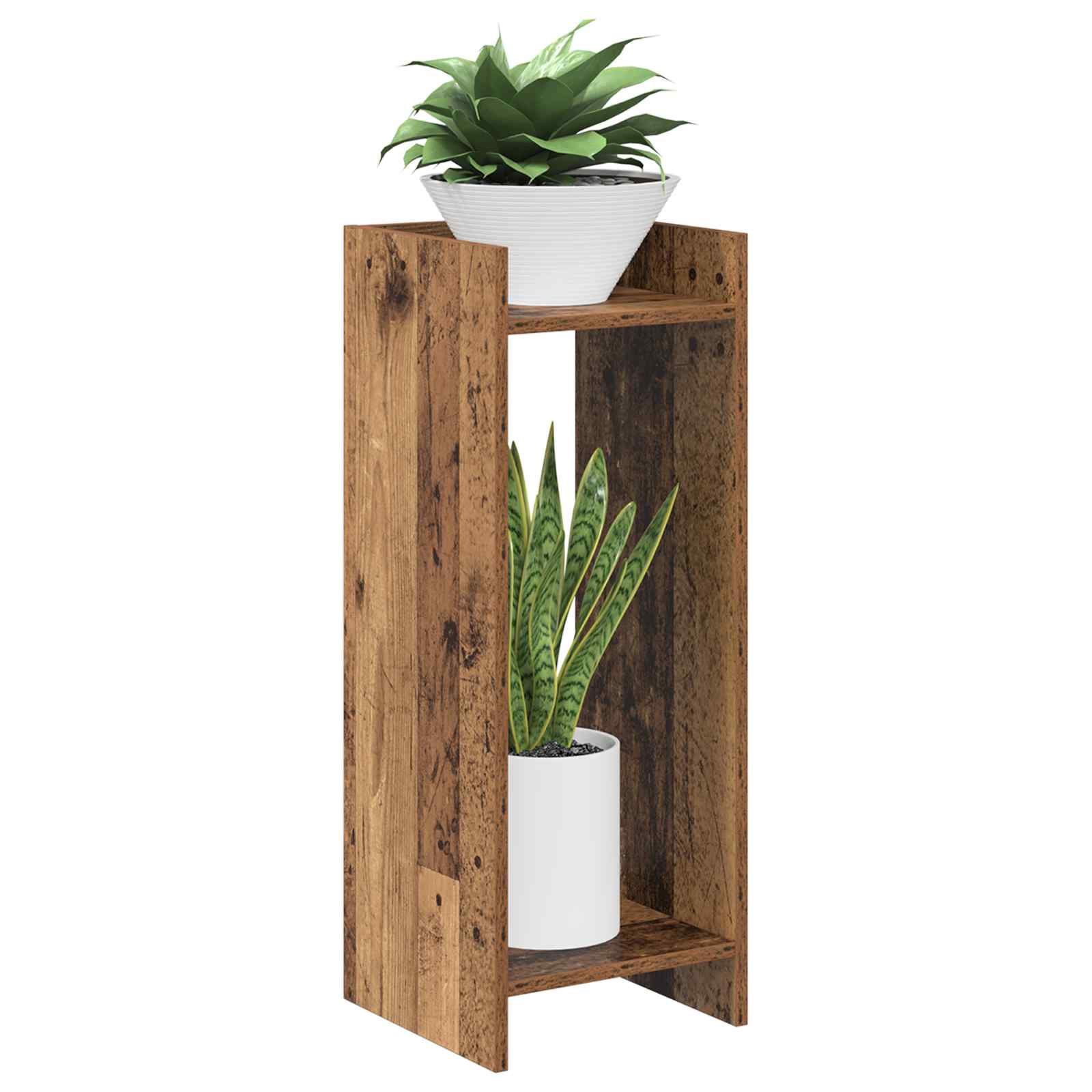 Βάση φυτών με ράφι 2 pcs Παλιό ξύλο 30 x 30 x 80 cm - Pakobazaar