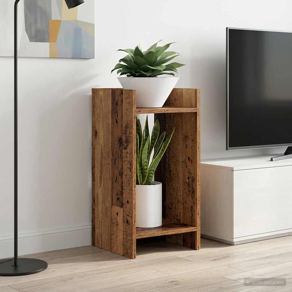 Βάση φυτών με ράφι Παλιό ξύλο 30 x 30 x 60 cm - Pakobazaar