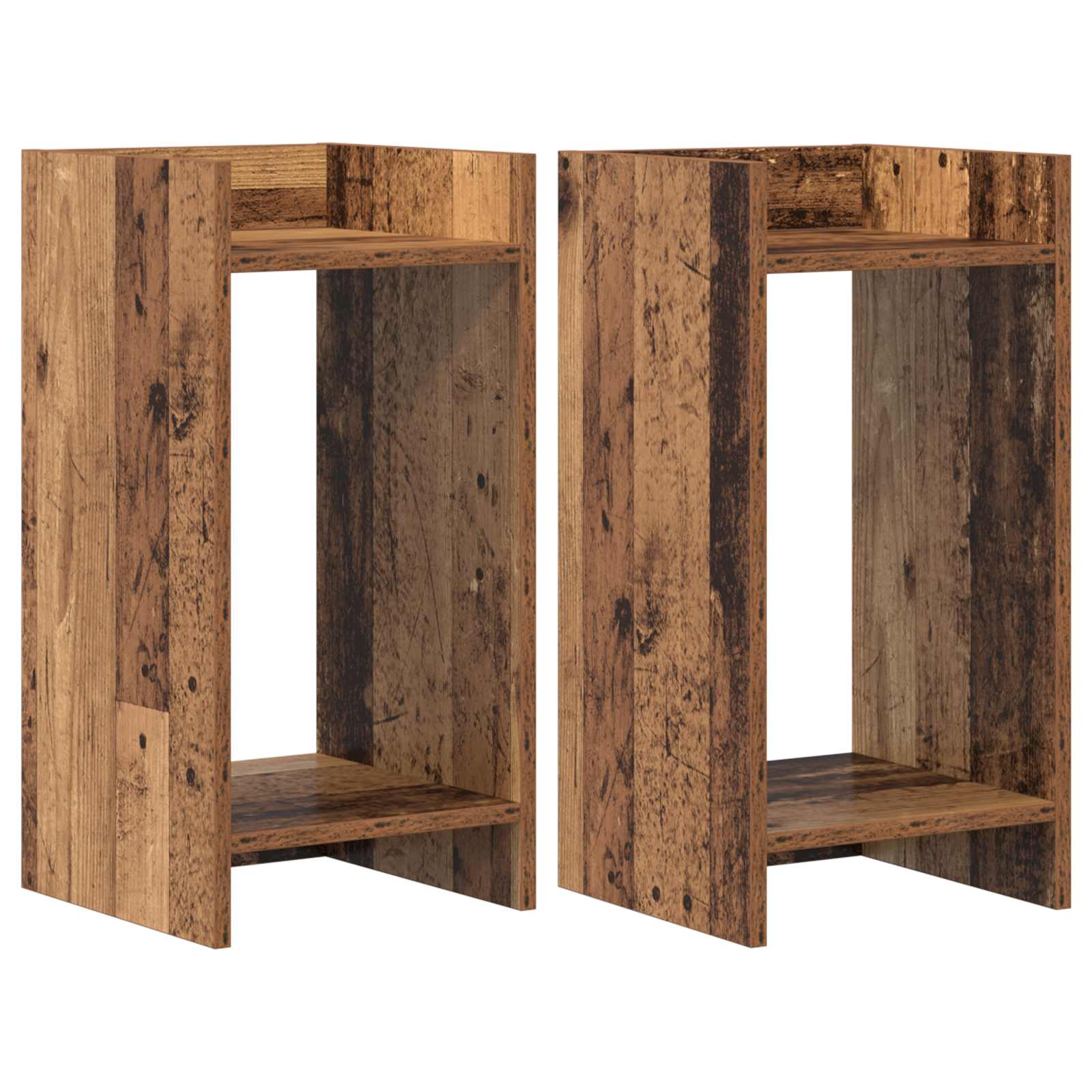 Βάση φυτών με ράφι 2 pcs Παλιό ξύλο 30 x 30 x 60 cm - Pakobazaar