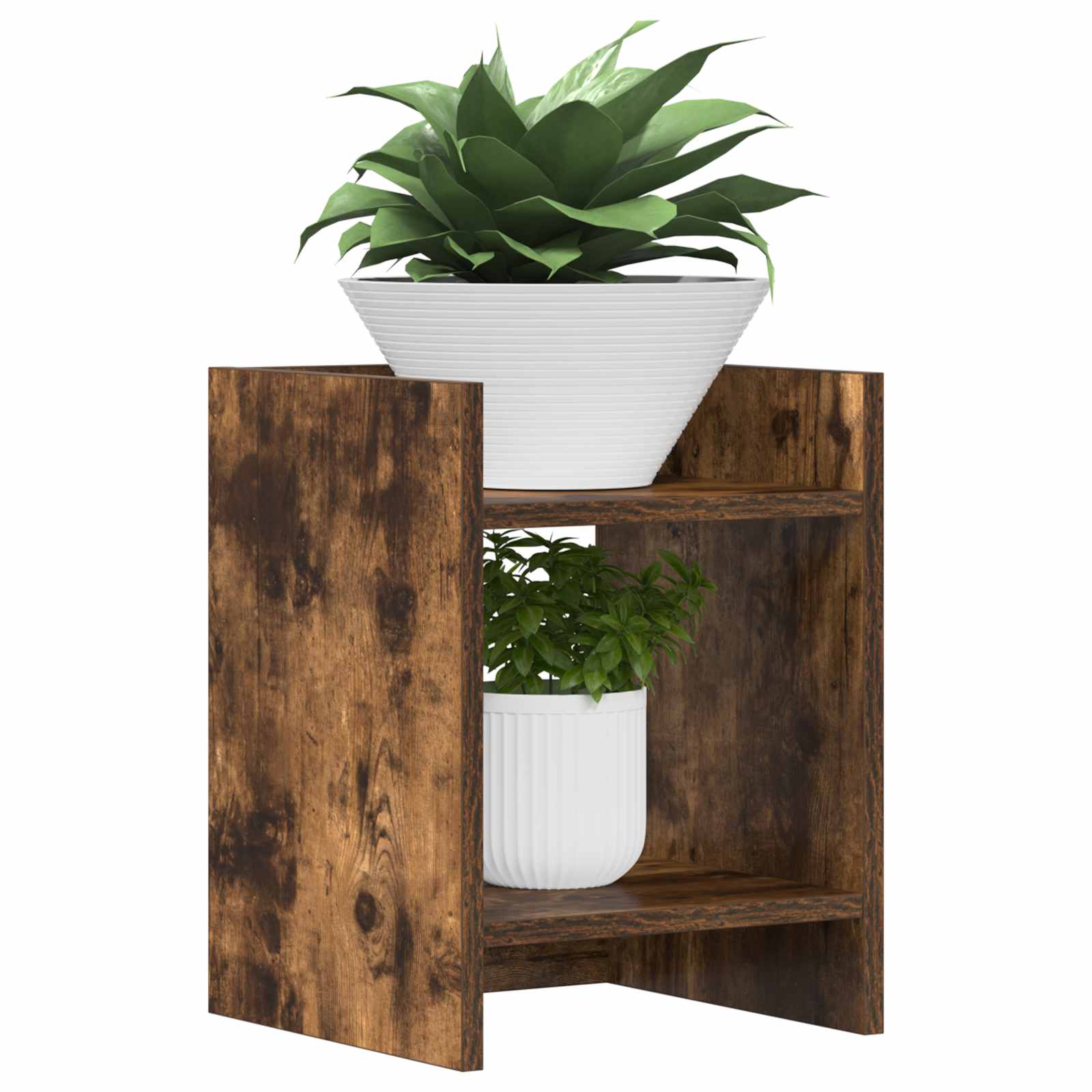 Βάση φυτών με ράφι 2 pcs Καπνιστή Δρυς 30 x 30 x 40 cm - Pakobazaar